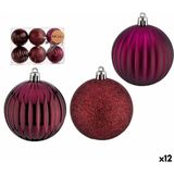 Set kerstballen Met reliëf Paars PVC Ø 7 cm (12 Stuks)