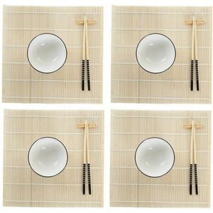 Sushi-set DKD Home Decor Bamboe Keramiek Wit Orientaals 14,5 x 14,5 x 31 cm (16 Onderdelen)