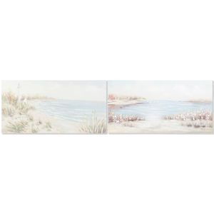 Schilderij DKD Home Decor 140 x 3,7 x 70 cm Strand Mediterrane (2 Stuks)