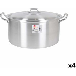 Kookpot met Deksel Aluminium 38,5 x 33 x 18,5 cm (4 Stuks)