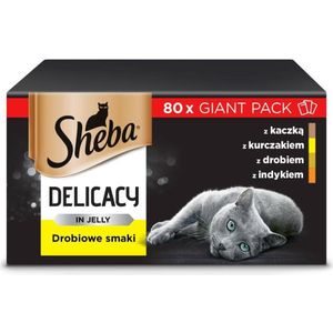 SHEBA Delicacy Gevogelte-aroma's in gelei - nat kattenvoer - 80x 85 g