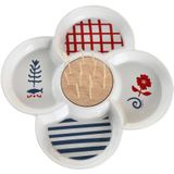 Set voor voorgerechtjes DKD Home Decor Rood Blauw Wit Keramiek 22 x 22 x 7 cm Mediterrane Huizen