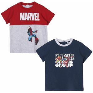 T-Shirt met Korte Mouwen voor kinderen Marvel Grijs 2 Stuks Maat 18 maanden