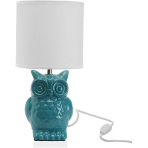 Bureaulamp Uil Blauw Keramisch (16 x 16 x 32,5 cm)