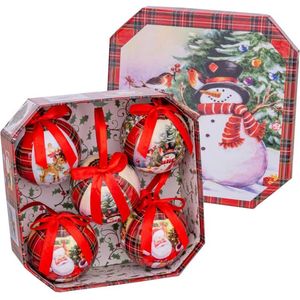 Kerstballen Rood Multicolour Papier Polyfoam Sneeuwpop 7,5 x 7,5 x 7,5 cm (5 Stuks)