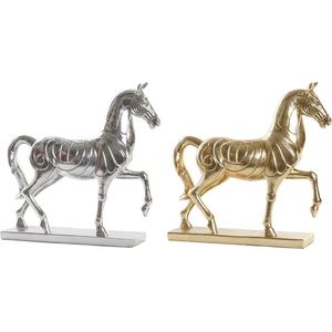 Decoratieve figuren DKD Home Decor Paard Ziverachtig Gouden Hars (34 x 9,5 x 33,5 cm) (2 Stuks)