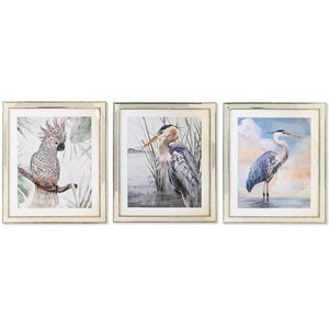 Schilderij DKD Home Decor 40 x 1,6 x 60 cm Vogels Mediterrane (3 Onderdelen)