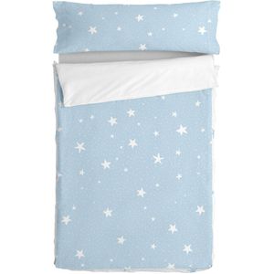 Gewatteerd beddengoed met ritssluiting HappyFriday Basic Little Star Blauw 105 x 200 cm