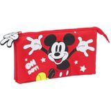 Pennenetui met 2 vakken Mickey Mouse Clubhouse Fantastic Blauw Rood 22 x 12 x 3 cm