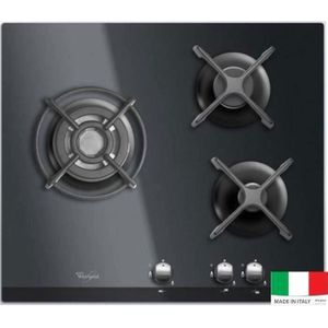 WHIRLPOOL AKT404NB Gaskookplaat - 3 branders - 6350W - L59 x D51cm - Gehard glas coating - Zwart