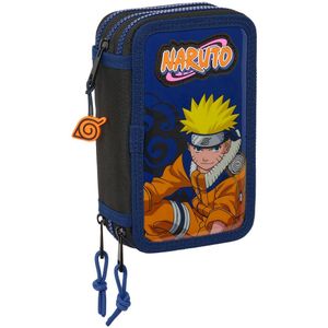 Driedubbele Pennenzak Naruto Ninja Blauw Zwart 12,5 x 19,5 x 5,5 cm 36 Onderdelen