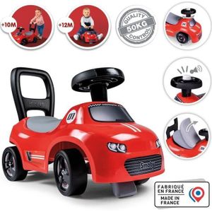 Smoby - 2 in 1 kinderdrager - Auto Red - Doos onder het zadel + claxon - Vanaf 10 maanden - Made in France