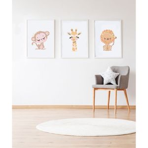 Set van 3 Schilderijen Crochetts Multicolour Hout MDF 33 x 43 x 2 cm Giraf Leeuw Aap (3 Onderdelen)