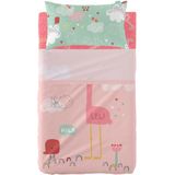 Set beddengoed HappyFriday Moshi Moshi Hola Multicolour Wieg voor baby's 2 Onderdelen