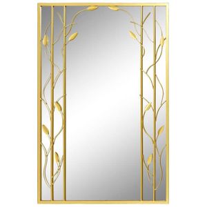 Wandspiegel DKD Home Decor Spiegel Gouden Metaal Blad van een plant (60 x 2 x 90 cm)