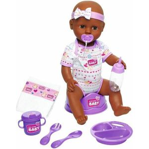 New Born Baby - Babypop - 43 cm - slapende ogen - paars - drink en plasfunctie - babypop