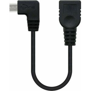 Kabel USB 2.0a naar USB B NANOCABLE CABLE USB 2.0 OTG ACODADO, TIPO MICRO B/M-A/H, NEGRO, 15 CM 15 cm Zwart Mannelijk/Vrouwelijk