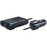 Mobilize Car Charger 3x USB Front and Back Seat 42W Black