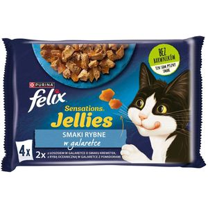 Felix Sensations Mix - zalm, garnalen, zeevis met tomaat - nat kattenvoer - 4x85 g
