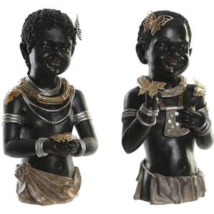 Decoratieve figuren DKD Home Decor 20,5 x 18 x 35 cm Zwart Koloniaal Afrikaanse (2 Stuks)