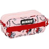 Pennenetui met 3 vakken Minnie Mouse Me time Roze (21,5 x 10 x 8 cm)