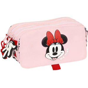 Pennenetui met 3 vakken Minnie Mouse Me time Roze (21,5 x 10 x 8 cm)