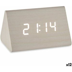 Digitale Tafelklok Wit PVC Hout MDF 11,7 x 7,5 x 8 cm (12 Stuks)