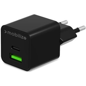 Mobilize Wall Charger USB-C + USB GaN 30W with PD/PPS Black