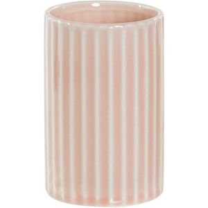 Beker/tandenborstelhouder roze keramiek 12 cm - Badkamer accessoires