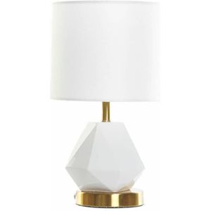 Bureaulamp DKD Home Decor Wit Polyester Metaal Keramisch 220 V Gouden 50 W (20 x 20 x 37 cm)