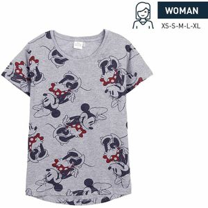 Dames-T-Shirt met Korte Mouwen Minnie Mouse Grijs Maat XS