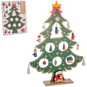 Kerstversiering Multicolour Hout MDF Kerstboom 26 cm