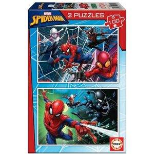 Set van 2 Puzzels  Spiderman Hero  100 Onderdelen 40 x 28 cm