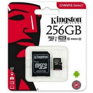 Micro SD geheugenkaart met adapter Kingston SDCS2 100 MB/s Inhoud 256 GB