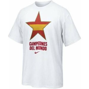 Heren-T-Shirt met Korte Mouwen Nike Estrella España Campeones del Mundo 2010 Wit Maat L