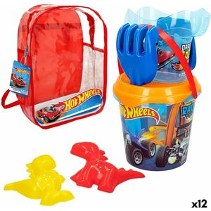 Strandspeelgoedset Hot Wheels Ø 18 cm Polypropyleen (12 Stuks)