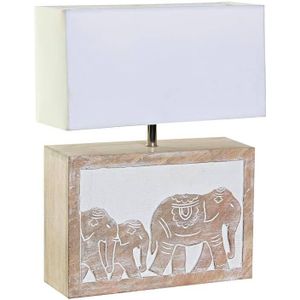 Bureaulamp DKD Home Decor Bruin Wit 220 V 50 W Indiaas (33 x 12 x 41 cm)