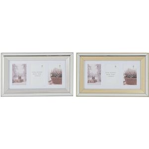 Fotolijsten DKD Home Decor 47 x 2 x 29 cm Kristal Zilverkleurig Gouden polyestyreen Traditioneel (2 Stuks)