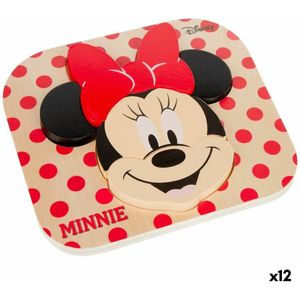 Houten Kinderpuzzel Disney Minnie Mouse + 12 Maanden 6 Onderdelen (12 Stuks)