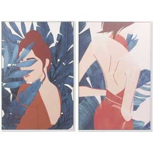 Schilderij DKD Home Decor Woman 83 x 4,5 x 123 cm Vrouw Tropisch (2 Stuks)