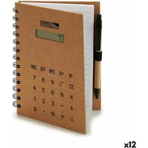 Spiraalnotitieblok met Pen Rekenmachine 14 x 18 x 1,5 cm (12 Stuks)