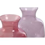 Vaas Home ESPRIT Roze Lila Kristal 16 x 16 x 19 cm (2 Stuks)