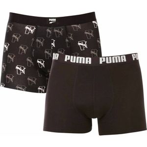 Heren Boxer Shorts Puma Cat Aop 2 Stuks Zwart Maat S