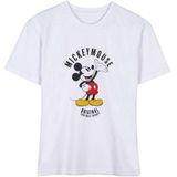 Dames-T-Shirt met Korte Mouwen Mickey Mouse Wit Maat S