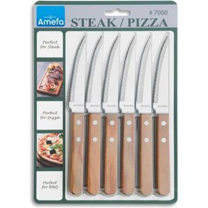 Amefa Pizza/Steak - 6 delige Messenset - hout