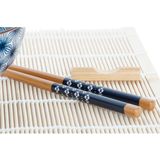 16-delige sushi serveer set aardewerk voor 4 personen blauw/wit - Sushi servies