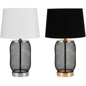 Bureaulamp DKD Home Decor Zilverkleurig Zwart Gouden Metaal Wit 220 V 50 W 28 x 28 x 47 cm (2 Stuks)