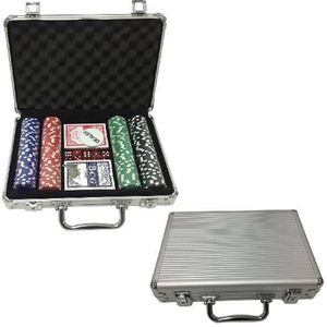 Clown Games Poker Set Alu Koffer 200 dlg - Luxe afsluitbare aluminium pokerkoffer met 200 fiches - Leeftijd vanaf 12 jaar