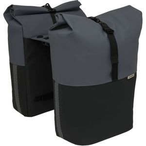 Dubbele fietstas New Looxs Nyborg MIK 34 liter - 30 x 17 x 37cm (x2) - donkergrijs/zwart