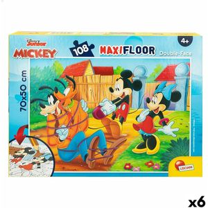 Kinderpuzzel Mickey Mouse Dubbelzijdig 108 Onderdelen 70 x 1,5 x 50 cm (6 Stuks)